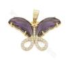 Glass Pendant With Gold-Plated Brass Findings Butterfly Size 19×30mm Hole 4×6mm 5pcs/Pack