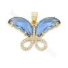 Glass Pendant With Gold-Plated Brass Findings Butterfly Size 19×30mm Hole 4×6mm 5pcs/Pack