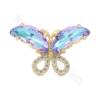 Glass Stud Earrings With Gold-Plated Brass Findings Butterfly Size 15×23mm Pin 0.8mm 4Pairs/Pack