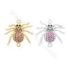 Brass Micro Pave Cubic Zirconia Connector Charms Spider Size 19x19mm Hole 1mm Gold/Platinum Plated 6pcs/Pack