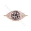 Brass Micro Pave Cubic Zirconia Eyes Connector Charms Size 32x15mm Hole 1mm Gold/Platinum/Rose Gold/Gun Black Plated  2pcs/Pack