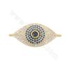 Brass Micro Pave Cubic Zirconia Eyes Connector Charms Size 32x15mm Hole 1mm Gold/Platinum/Rose Gold/Gun Black Plated  2pcs/Pack