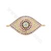 Brass Micro Pave Cubic Zirconia Eyes Connector Charms Size 30x16mm Hole 1mm Gold/Platinum/Rose Gold /Gun Black Plated 2pcs/Pack