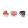 Brass Micro Pave Cubic Zirconia Findings Beads Heart Size 13x11mm Hole 1mm Gold/Rose Gold/Gun Black Plated 4pcs/Pack