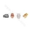 Brass Micro Pave Cubic Zirconia Findings Beads Leopard Head Size 10x14mm Hole 1mm 8pcs/Pack