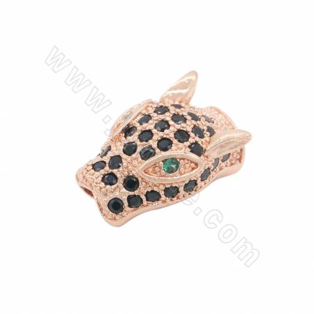 Ottone Micro Pave Cubic Zirconia Perline Findings Testa di Leopardo Dimensioni 10x14mm Foro 1mm Oro / oro rosa / platino / nero