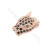 Brass Micro Pave Cubic Zirconia Findings Beads Leopard Head Size 10x14mm Hole 1mm  8pcs/Pack