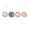 Brass Micro Pave Cubic Zirconia Connector Charms Size 25x20mm Hole 1mm Gold/Platinum/Rose Gold/Gun Black Plated  4pcs/Pack