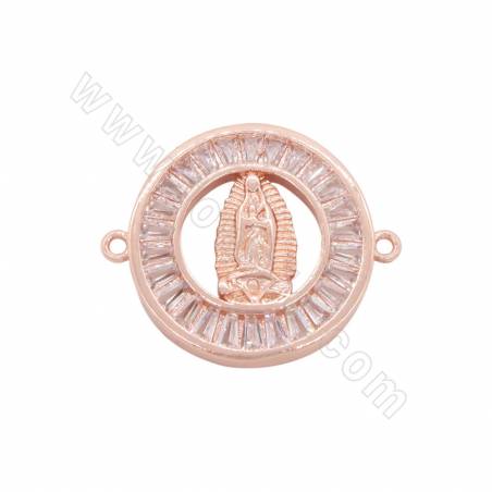 Brass Micro Pave Cubic Zirconia Connector Charms  Size 25x20mm Hole 1mm Gold/Platinum/Rose Gold/Gun Black Plated 4pcs/Pack