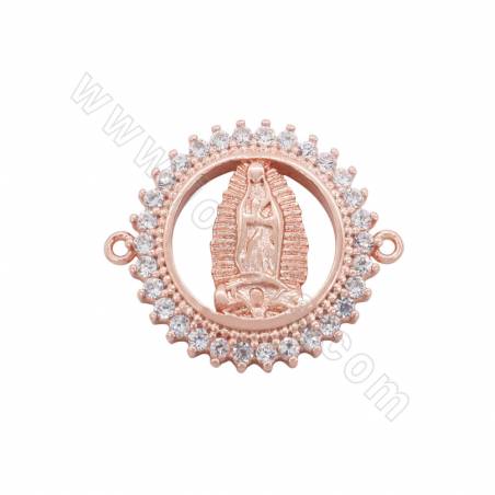 Brass Micro Pave Cubic Zirconia Connector Charms Size 25x22mm Hole 1mm Gold/Platinum/Rose Gold/Gun Black Plated  8pcs/Pack