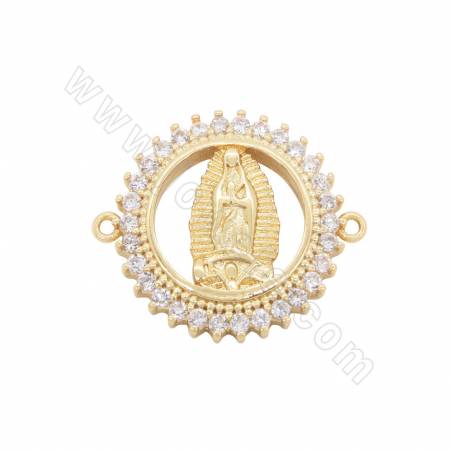 Brass Micro Pave Cubic Zirconia Connector Charms Size 25x22mm Hole 1mm Gold/Platinum/Rose Gold/Gun Black Plated  8pcs/Pack