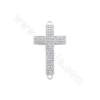 Brass Micro Pave Cubic Zirconia Cross Connector Charms Size 21x40mm Hole 1.2mm 4pcs/Pack
