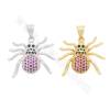 Brass Micro Pave Cubic Zirconia Pendant Spider Size 19x16mm Hole 2x3mm Gold/Platinum Plated 6pcs/Pack