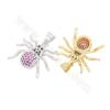 Brass Micro Pave Cubic Zirconia Pendant Spider Size 19x16mm Hole 2x3mm Gold/Platinum Plated 6pcs/Pack