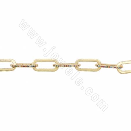 銅製品 鏈條（鑲鋯石）鏈寬8.5mm （銅鍍金色）×1米