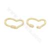 Brass （Gold-Plated） Micro Pave Cubic Zirconia Charms Heart Size 18×34mm 2pcs/Pack