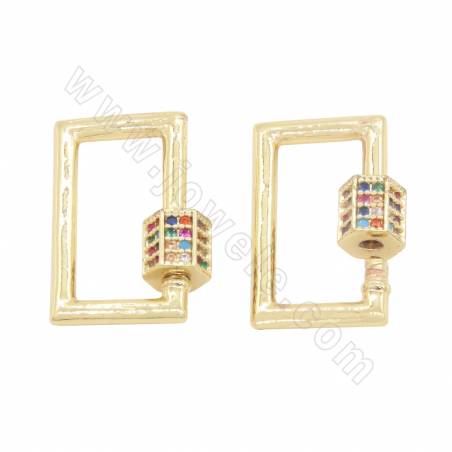 Brass（ Gold-Plated） Micro Pave Cubic Zirconia Charms Rectangle Size 13 ×20mm 4pcs/Pack