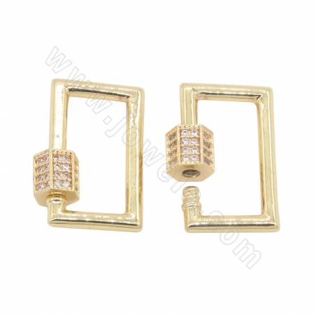 Brass（ Gold-Plated） Micro Pave Cubic Zirconia Charms Size 13 ×20mm 4pcs/Pack