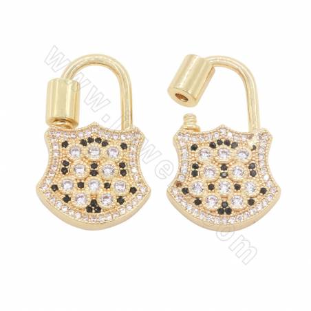 Ottone (placcato oro) Micro Pave Cubic Zirconia Charms Lock Size 17×28mm 4pcs/Pack