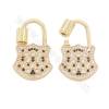 Ottone (placcato oro) Micro Pave Cubic Zirconia Charms Lock Size 17×28mm 4pcs/Pack