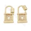 Laiton（ Plaqué or） Micro Pave Cubic Zirconia Charms Lock Size 14×27mm 4pcs/Pack