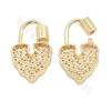 Brass（ Gold-Plated） Micro Pave Cubic Zirconia Lock Charms Size17×30mm 4pcs/Pack