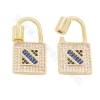 Brass （Gold-Plated） Micro Pave Cubic Zirconia Charms Lock Size14×27mm 4pcs/Pack