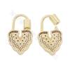 Brass （Gold-Plated） Micro Pave Cubic Zirconia Charms Lock Size 17×30mm 4pcs/Pack