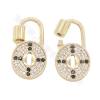 Brass （Gold-Plated） Micro Pave Cubic Zirconia Charms Lock Size15×28mm 4pcs/Pack