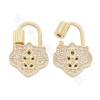 Brass（ Gold-Plated ）Micro Pave Cubic Zirconia Charms Lock Size  18×27mm 4pcs/Pack