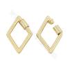 Brass（ Gold-Plated） Micro Pave Cubic Zirconia Charms Rhombus Size 21×32mm 2pcs/Pack