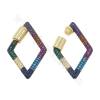 Brass（ Gold-Plated） Micro Pave Cubic Zirconia Charms Rhombus Size 21×32mm 2pcs/Pack