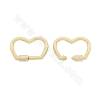 Brass (Gold-Plated） Micro Pave Cubic Zirconia Charms Heart Size 22×31mm 2pcs/Pack