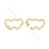 Brass （ Gold-Plated ）Micro Pave Cubic Zirconia Charms Heart Size 22×32mm 2pcs/Pack