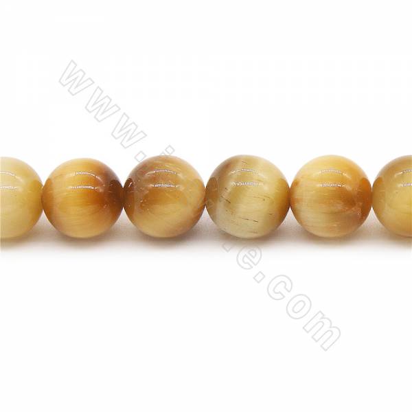 Perles d'oeil de tigre doré ronde sur fil  Taille 4-16mm trou 1.2mm 15''-16''/fil