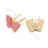Imitation Shell Pinch Bail Charms With Brass（ Gold-Plated ）Findings Butterfly Size13×17mm 4pcs/Pack