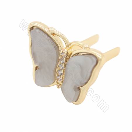 Hebilla de concha de imitación (Para ropa) Mariposa Tamaño13×17mm 4pcs/paquete（chapado en oro）