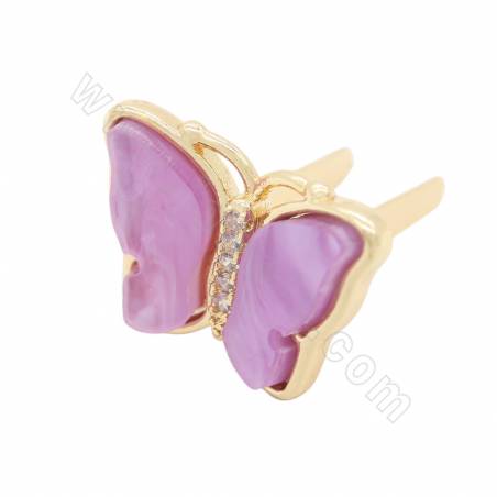 Hebilla de concha de imitación (Para ropa) Mariposa Tamaño13×17mm 4pcs/paquete（chapado en oro）