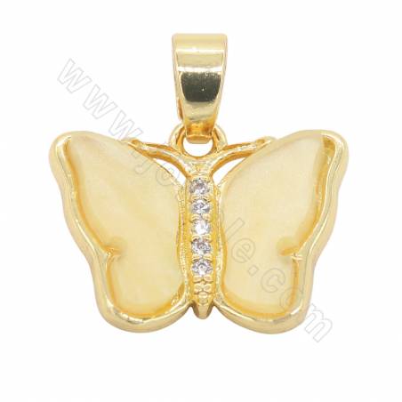 Colgante de concha de imitación (Chapado en oro) Mariposa Tamaño13×17mm Agujero4×6mm 4unidades/paquete