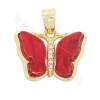 Butterfly Imitation Shell Pendant With Gold-Plated Brass Setting  Size 13×17mm Hole 4×6mm 4pcs/Pack