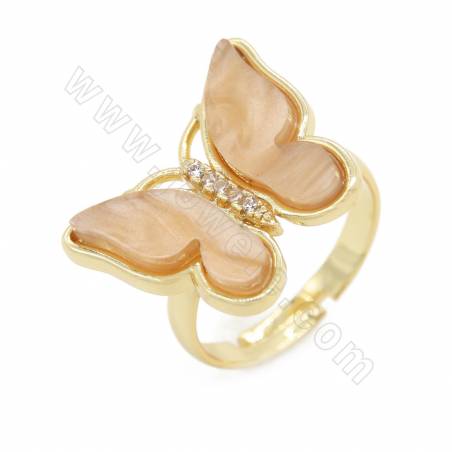 Nachahmbare Muschel Verstellbarer Fingerring Mit Messing （Vergoldet） Befunde Schmetterlingsgröße 16 × 20 mm Ringdurchmesser