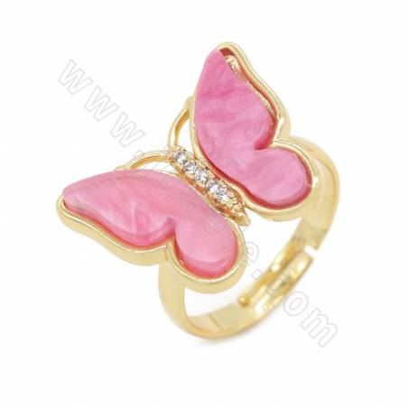 Imitazione di conchiglia Anello da dito regolabile con ottone (placcato oro) Risultati Farfalla Dimensioni 16×20 mm Diametro ane