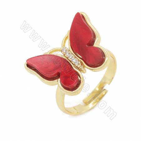 Imitazione di conchiglia Anello da dito regolabile con ottone (placcato oro) Risultati Farfalla Dimensioni 16×20 mm Diametro ane