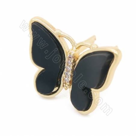 Imitazione conchiglia Pinch Bail Charms con ottone (placcato oro), dimensioni farfalla 16 × 20 mm 4 pezzi / confezione