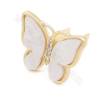 Charms Imitation de coquillage avec laiton （Gold-Plated）Findings Butterfly Taille 16×20mm 4pcs/Pack