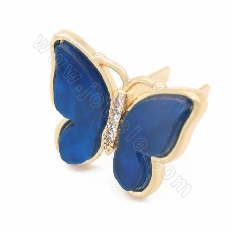 Hebilla de concha de imitación Mariposa Tamaño16×20mm 4pcs/paquete （chapado en oro）