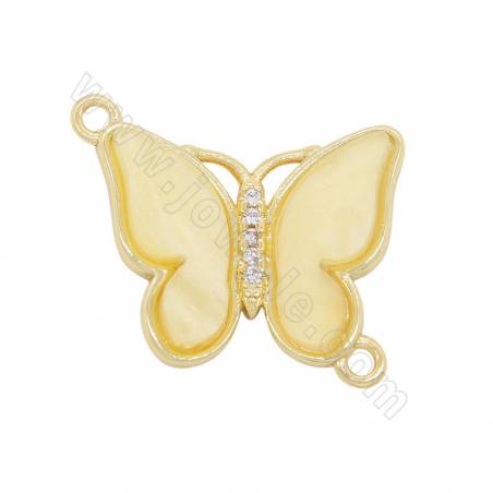 Connettore a conchiglia imitazione con ottone (placcato in oro) Dimensioni farfalla 17×21 mm Foro 3 mm 4 pezzi/confezione