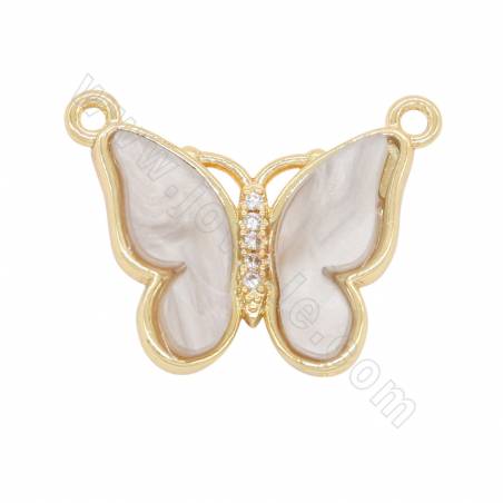 Connettore a conchiglia imitazione con ottone (placcato in oro) Dimensioni farfalla 18×24 mm Foro 3 mm 4 pezzi/confezione