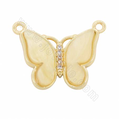 Connettore a conchiglia imitazione con ottone (placcato in oro) Dimensioni farfalla 18×24 mm Foro 3 mm 4 pezzi/confezione