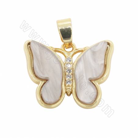 Colgante de concha de imitación (Chapado en oro) Mariposa Tamaño16×20 Agujero4×6mm 4unidades/paquete